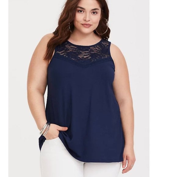 Torrid Super Soft Lace Inset Tank Top Plus Size 5X - Picture 2 of 4